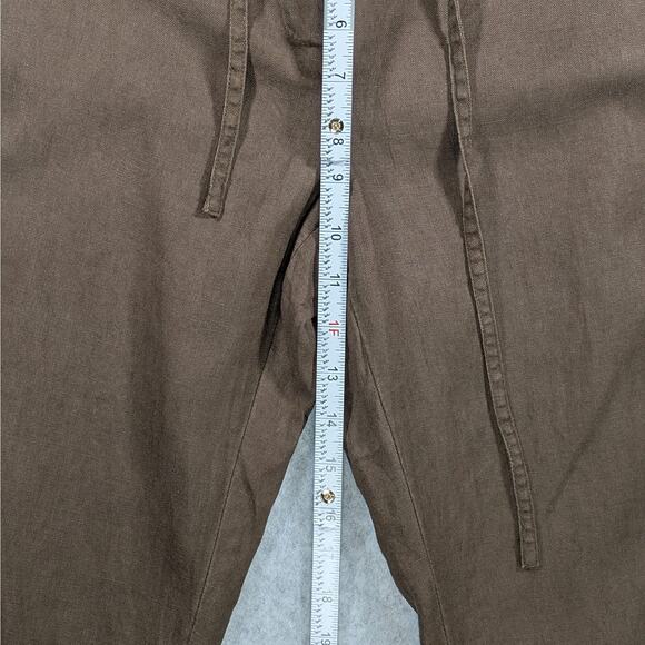 Vintage Rafaella 100% Linen Pants Womens 10 Brown Straight Leg Drawstring Casual - Picture 8 of 10